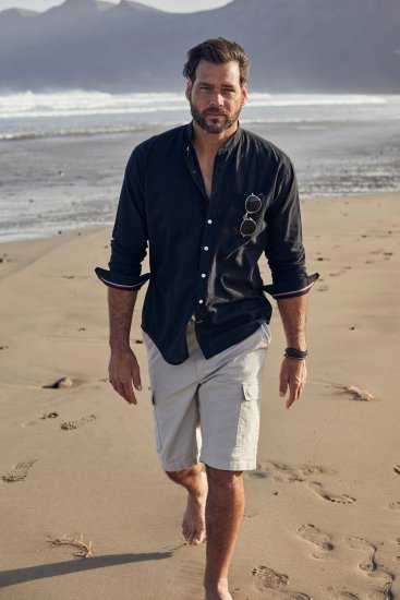 JP1880 Shirt Linen Blend Long Sleeve Black TALL - VÊTEMENTS HOMME MT-6XLT - Vêtements Tall Homme