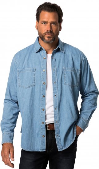 JP1880 Shirt Denim Long Sleeve Light Blue TALL - VÊTEMENTS HOMME MT-6XLT - Vêtements Tall Homme