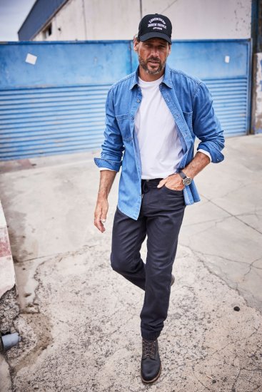 JP1880 Shirt Denim Long Sleeve Blue TALL - VÊTEMENTS HOMME MT-6XLT - Vêtements Tall Homme