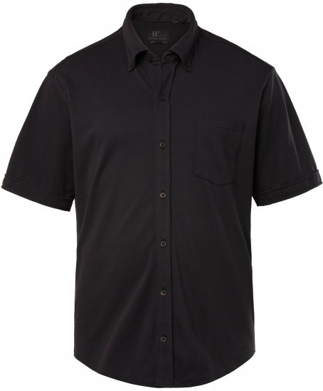 JP1880 Shirt Pique Flexnamic Short Sleeve Black TALL - VÊTEMENTS HOMME MT-6XLT - Vêtements Tall Homme