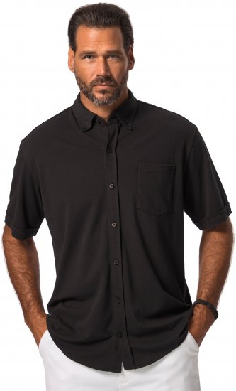 JP1880 Shirt Pique Flexnamic Short Sleeve Black TALL - VÊTEMENTS HOMME MT-6XLT - Vêtements Tall Homme