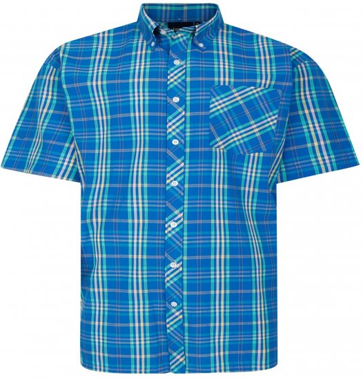 Espionage SH443 Checked Short Sleeve Shirt Royal/Mint/Lemon - Chemises manche courte - Chemises Homme Manche Courte Grande Taille