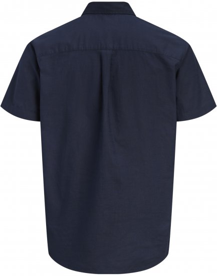 Jack & Jones Henry Slub Short Sleeve Navy - Chemises - Chemises Grandes Tailles Hommes