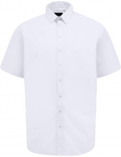D555 Lucas Chemise Stretch Manches Courtes Anti-Taches Sans Repassage Blanche - Chemises - Chemises Grandes Tailles Hommes