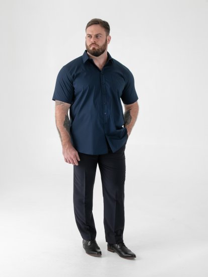 D555 Lucas Chemise Stretch Manches Courtes Anti-Taches Sans Repassage Bleu Marine - Chemises - Chemises Grandes Tailles Hommes