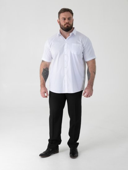 D555 Lucas Chemise Stretch Manches Courtes Anti-Taches Sans Repassage Blanche - Chemises - Chemises Grandes Tailles Hommes