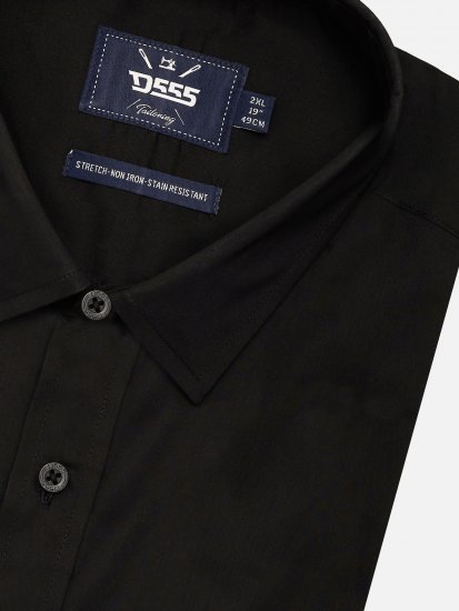 D555 Lucas Chemise Stretch Manches Courtes Anti-Taches Sans Repassage Noire - Chemises - Chemises Grandes Tailles Hommes