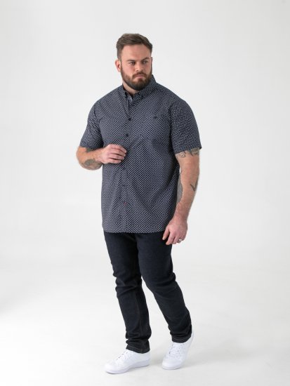 D555 Melrose Navy Icon AOP Button Down Collar Short Sleeve Navy - Chemises manche courte - Chemises Homme Manche Courte Grande Taille