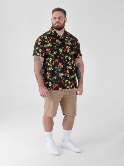 D555 Gordon Hawaiian AOP Cuvan Collar Resort Short Sleeve Black - Chemises - Chemises Grandes Tailles Hommes