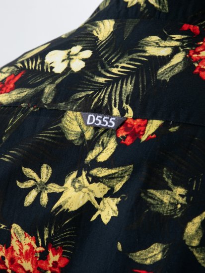 D555 Gordon Hawaiian AOP Cuvan Collar Resort Short Sleeve Black - Chemises - Chemises Grandes Tailles Hommes
