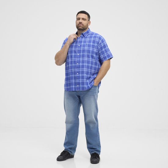 North Latitude 51145 Checked Short Sleeve Shirt Cobolt Blue - Chemises manche courte - Chemises Homme Manche Courte Grande Taille