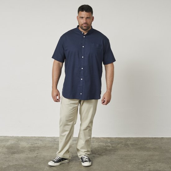 North Latitude 61109 Chemise Manches Courtes à Col Mao Bleu Marine - Chemises - Chemises Grandes Tailles Hommes