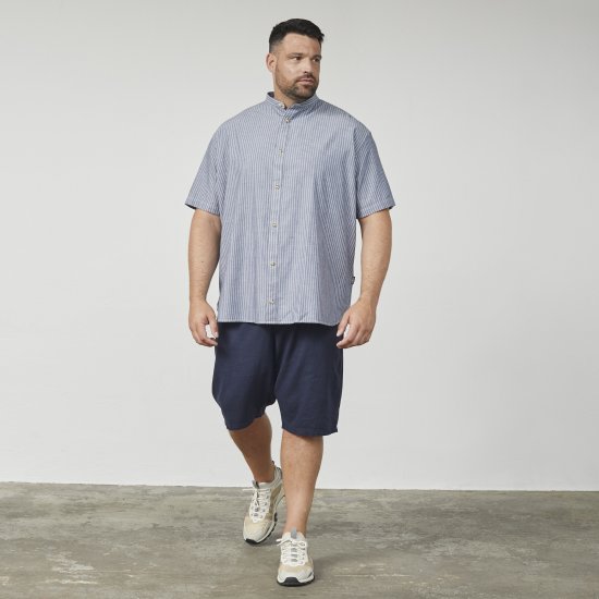 North Latitude 61164 Chemise Rayée à Col Mao Gris - Chemises - Chemises Grandes Tailles Hommes