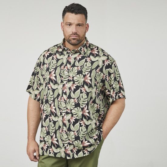 North Latitude 61357 Chemise en Viscose Imprimé Intégral Noir - Chemises - Chemises Grandes Tailles Hommes