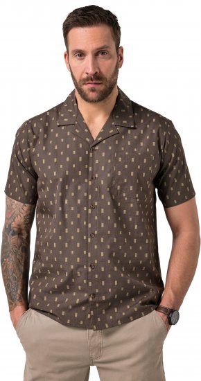 JP1880 Boxy Cuba Short Sleeve Shirt Brown - Chemises - Chemises Grandes Tailles Hommes