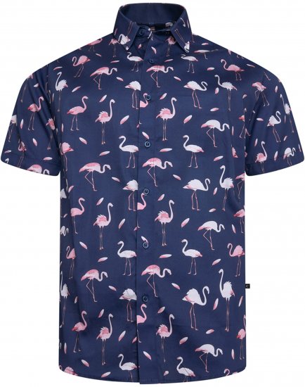Kam Jeans 6068 Flamingo Short Sleeve Shirt Navy - Chemises - Chemises Grandes Tailles Hommes