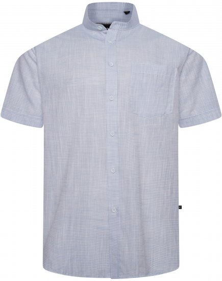 Kam Jeans 6334 Striped Grandad Short Sleeve Shirt Blue - Chemises - Chemises Grandes Tailles Hommes