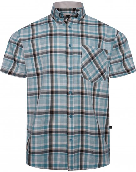 Kam Jeans 6339 Checked Short Sleeve Shirt Mineral Blue - Chemises - Chemises Grandes Tailles Hommes