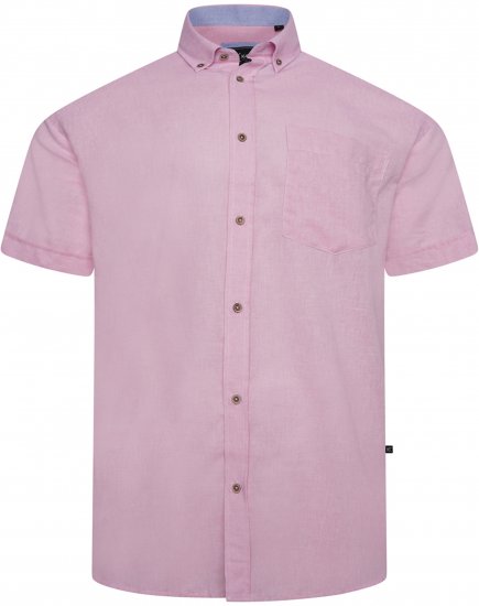 Kam Jeans 6340 Linen Mix Short Sleeve Shirt Pink - Chemises - Chemises Grandes Tailles Hommes