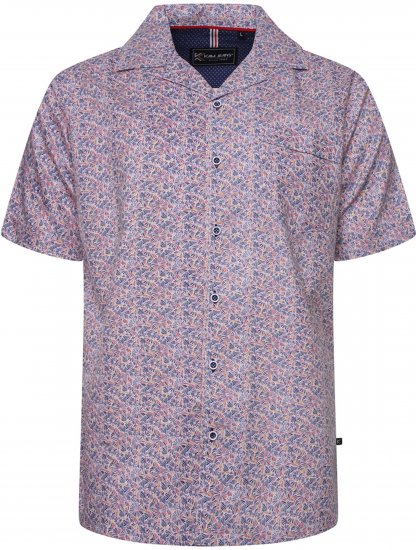Kam Jeans 6343 Hawaiian Collar Floral Short Sleeve Shirt Navy - Chemises - Chemises Grandes Tailles Hommes