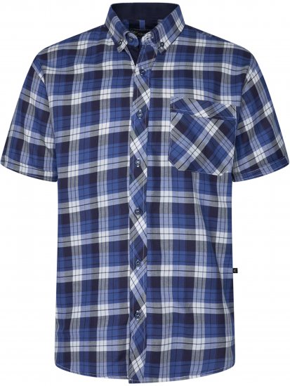 Kam Jeans 6369 Checked Short Sleeve Shirt Blue - Chemises - Chemises Grandes Tailles Hommes