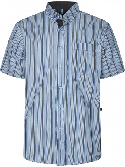 Kam Jeans 6374 Striped Short Sleeve Shirt Blue - Chemises - Chemises Grandes Tailles Hommes