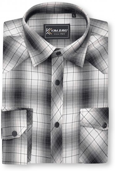 Kam Jeans 6352 Western Twin Pocket Long Sleeve Shirt Charcoal - Chemises - Chemises Grandes Tailles Hommes