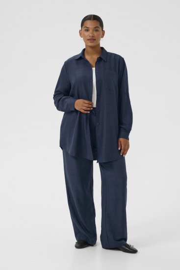 Kaffe Curve Ellie Shirt Tunic Moon Indigo Blue - Tuniques - 
