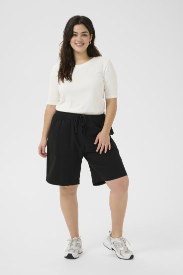 Kaffe Curve Nana Liah Short Noir - Jeans & Pantalons Femme Grandes Tailles – Plus Size - 