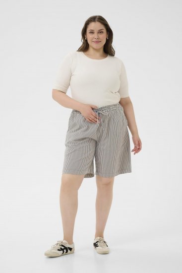 Kaffe Curve Nana Short rayé Minuit/Blanc rayé - Jeans & Pantalons Femme Grandes Tailles – Plus Size - 