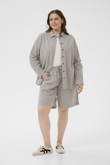 Kaffe Curve Nana Short rayé Minuit/Blanc rayé - Jeans & Pantalons Femme Grandes Tailles – Plus Size - 
