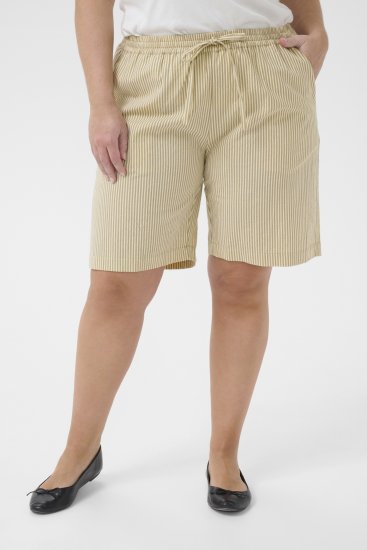 Kaffe Curve Nana Short rayé Chincilla/Blanc rayé - Jeans & Pantalons Femme Grandes Tailles – Plus Size - 