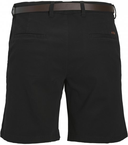 Jack & Jones Stadam Belted Chino Shorts Black - Shorts - Shorts hommes grande taille