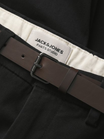 Jack & Jones Stadam Belted Chino Shorts Black - Shorts - Shorts hommes grande taille