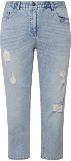 Ulla Popken Stonewashed Distressed Boyfriend Jeans Light Blue - Jeans & Pantalons Femme Grandes Tailles – Plus Size - 