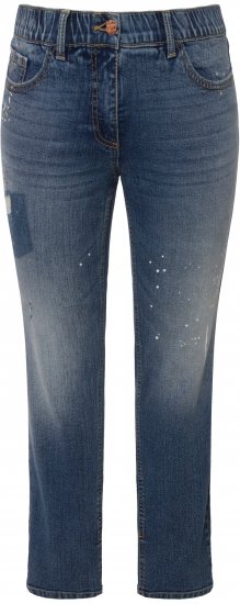 Ulla Popken Distressed Stretch Fit Sarah Jeans Blue Denim - Jeans & Pantalons Femme Grandes Tailles – Plus Size - 
