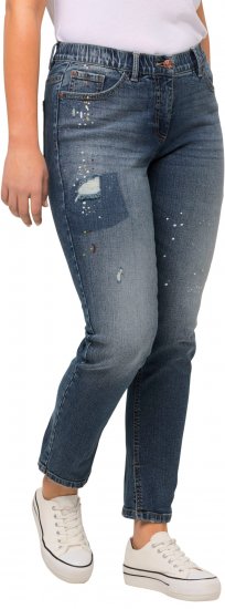 Ulla Popken Distressed Stretch Fit Sarah Jeans Blue Denim - Jeans & Pantalons Femme Grandes Tailles – Plus Size - 