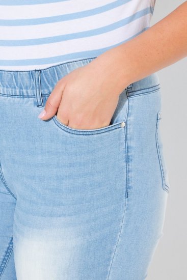 Ulla Popken Pre-Washed Elastic Waist Jeans Light Light Blue Denim - Jeans - Jeans grande taille pour femme