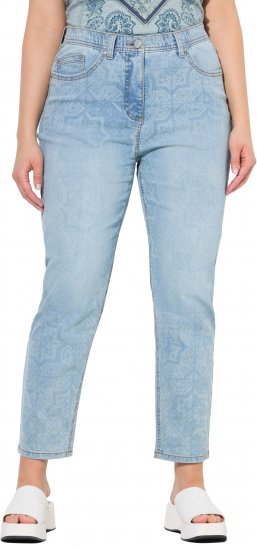 Ulla Popken Tile Laser Print Stretch Fit Jeans Light Light Blue Denim - Jeans & Pantalons Femme Grandes Tailles – Plus Size - 
