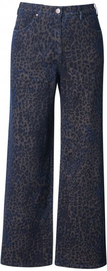 Ulla Popken Leopard Print Stretch Fit Jeans Ink Blue - Jeans & Pantalons Femme Grandes Tailles – Plus Size - 