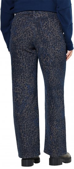 Ulla Popken Leopard Print Stretch Fit Jeans Ink Blue - Jeans & Pantalons Femme Grandes Tailles – Plus Size - 