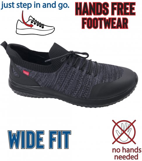 D555 Aylesbury Hands Free Knitted Shoes Faux Laces Black - Baskets et sneakers - 