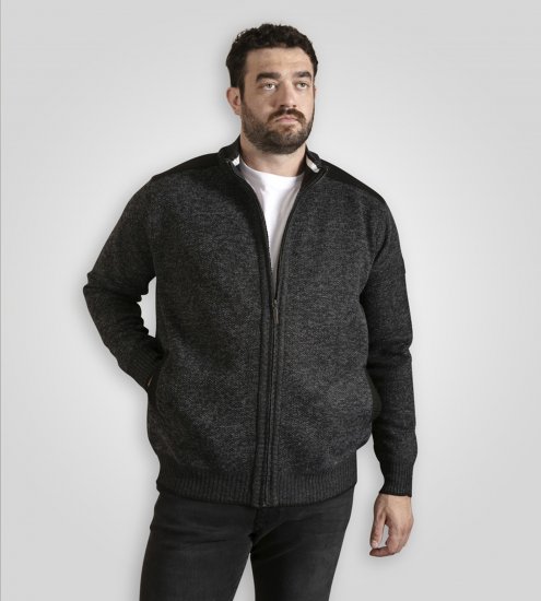 D555 Dereham 2 Knitted Sweater with Zipper Charcoal Marl - Sweatshirts & hoodies - Sweatshirts/Hoodies grande taille homme