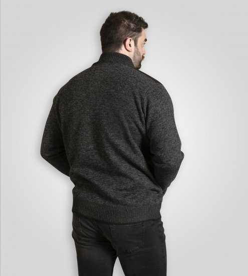 D555 Dereham 2 Knitted Sweater with Zipper Charcoal Marl - Sweatshirts & hoodies - Sweatshirts/Hoodies grande taille homme