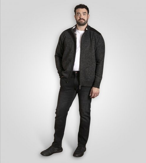 D555 Dereham 2 Knitted Sweater with Zipper Charcoal TALL - TALL sweatshirts - 