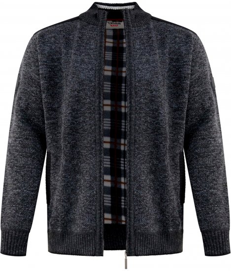 D555 Dereham 2 Knitted Sweater with Zipper Charcoal Marl - Sweatshirts & hoodies - Sweatshirts/Hoodies grande taille homme