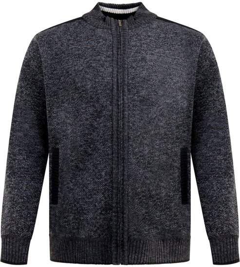 D555 Dereham 2 Knitted Sweater with Zipper Charcoal Marl - Sweatshirts & hoodies - Sweatshirts/Hoodies grande taille homme