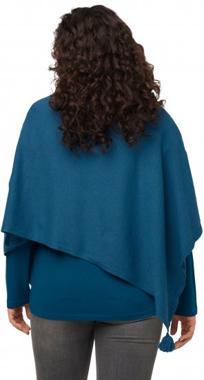 Ulla Popken Knit Pointed Hem Poncho Cerulean - Sweatshirts & hoodies - 