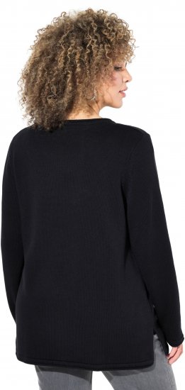 Ulla Popken Sequined Star Rolled Edge Sweater Black - Sweatshirts & hoodies - 