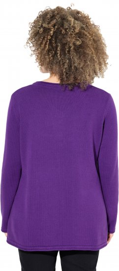 Ulla Popken Sequined Star Rolled Edge Sweater Dark Purple - Sweatshirts & hoodies - 